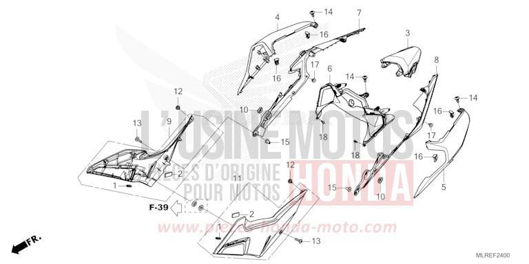 SIDE COVER/REAR COWL for Hornet 500 MAT GUNPOWDER BLACK METALLIC (NH436) from 2024